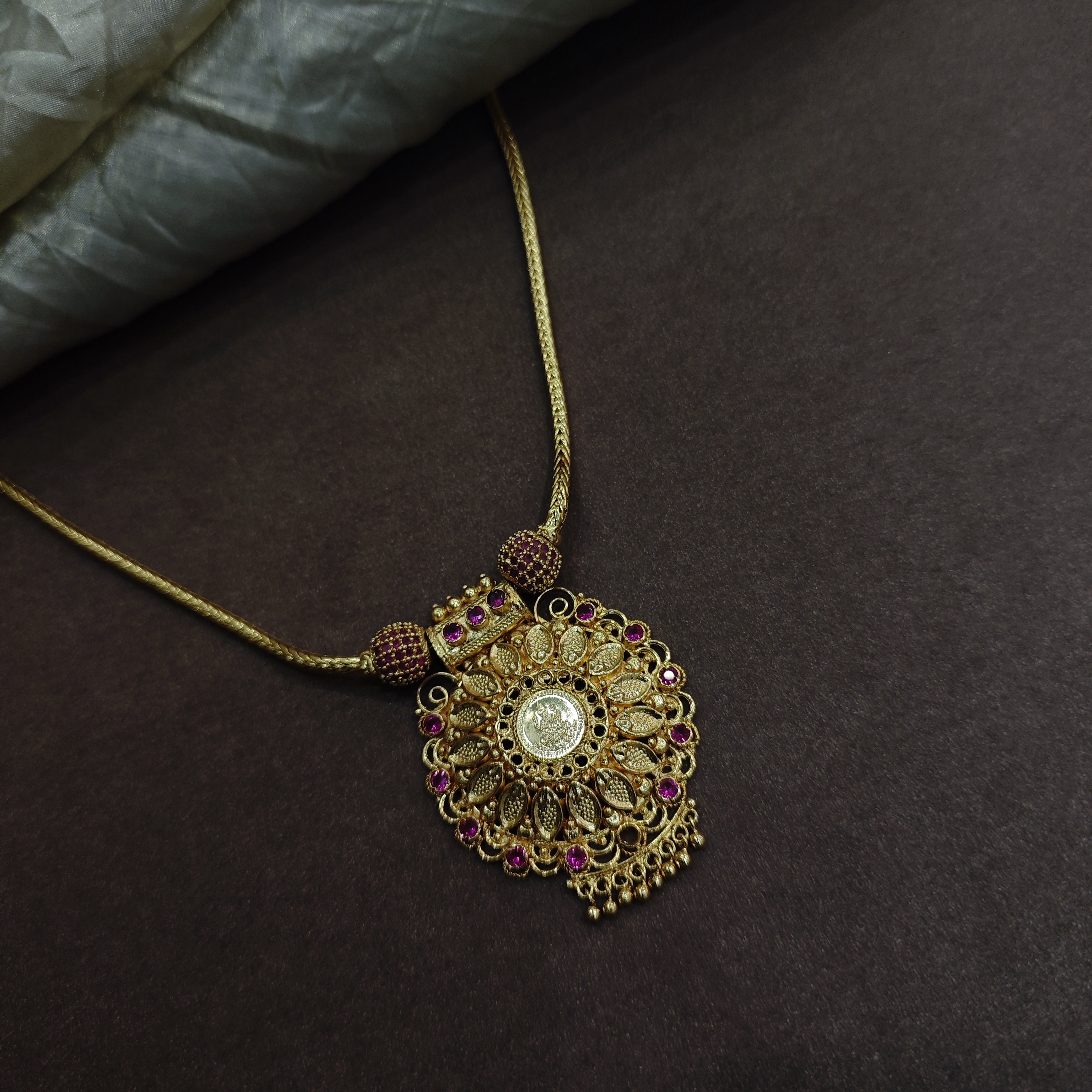 Temple jewellery single locket necklace collection