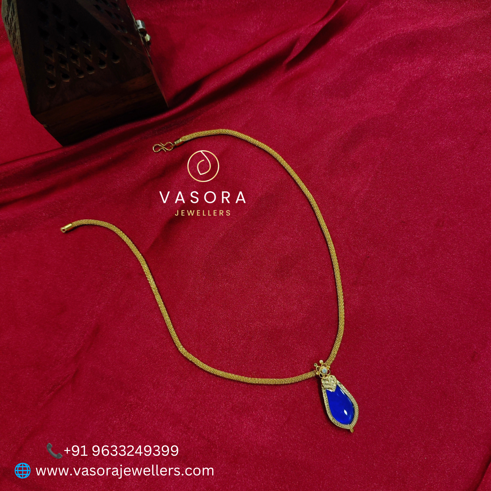 Gold Plated Blue Nagapadam Locket with Chain