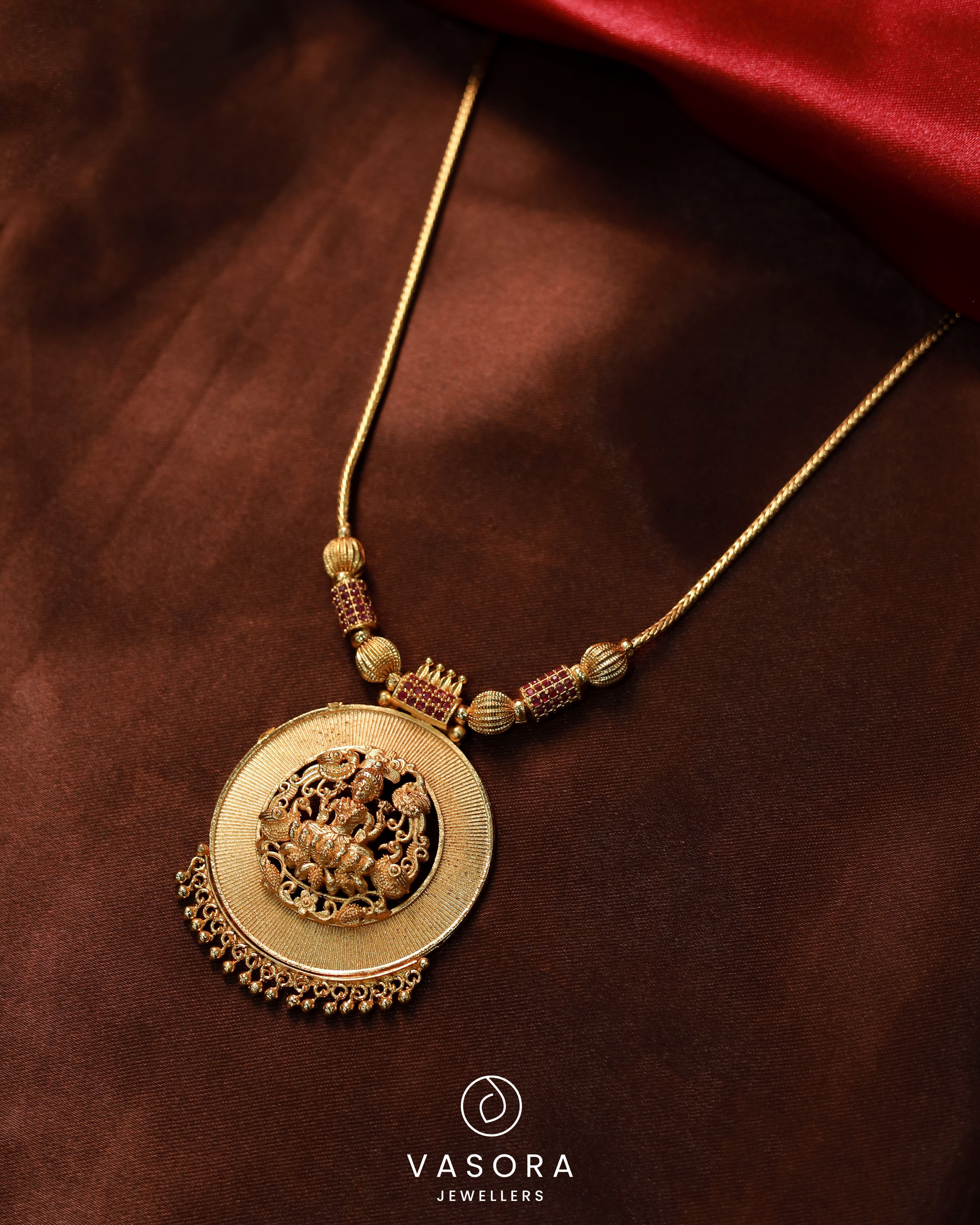Traditional Gold-Plated Lakshmi Coin Pendant Necklace