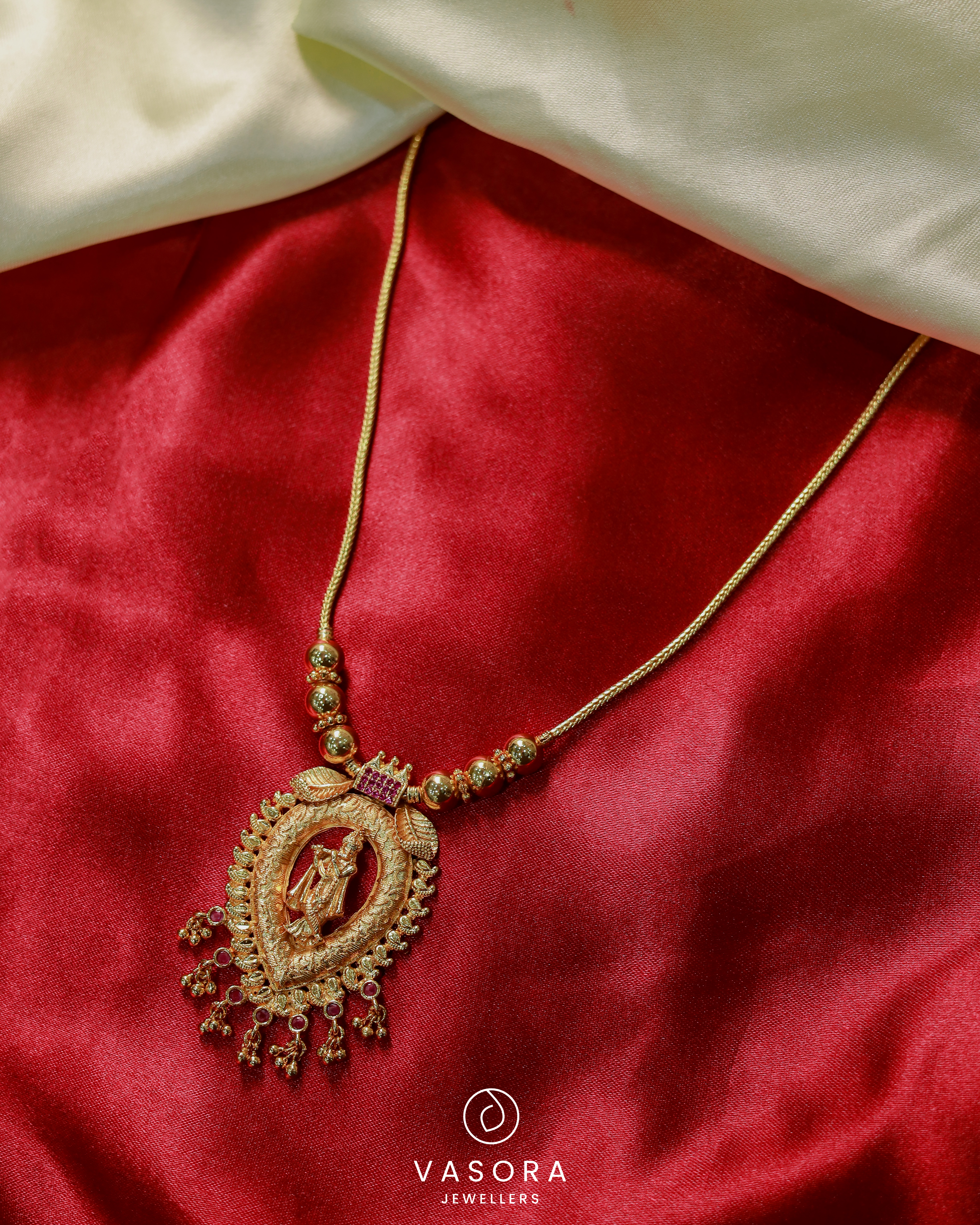 Gold-Plated Krishna Pendant Traditional Necklace
