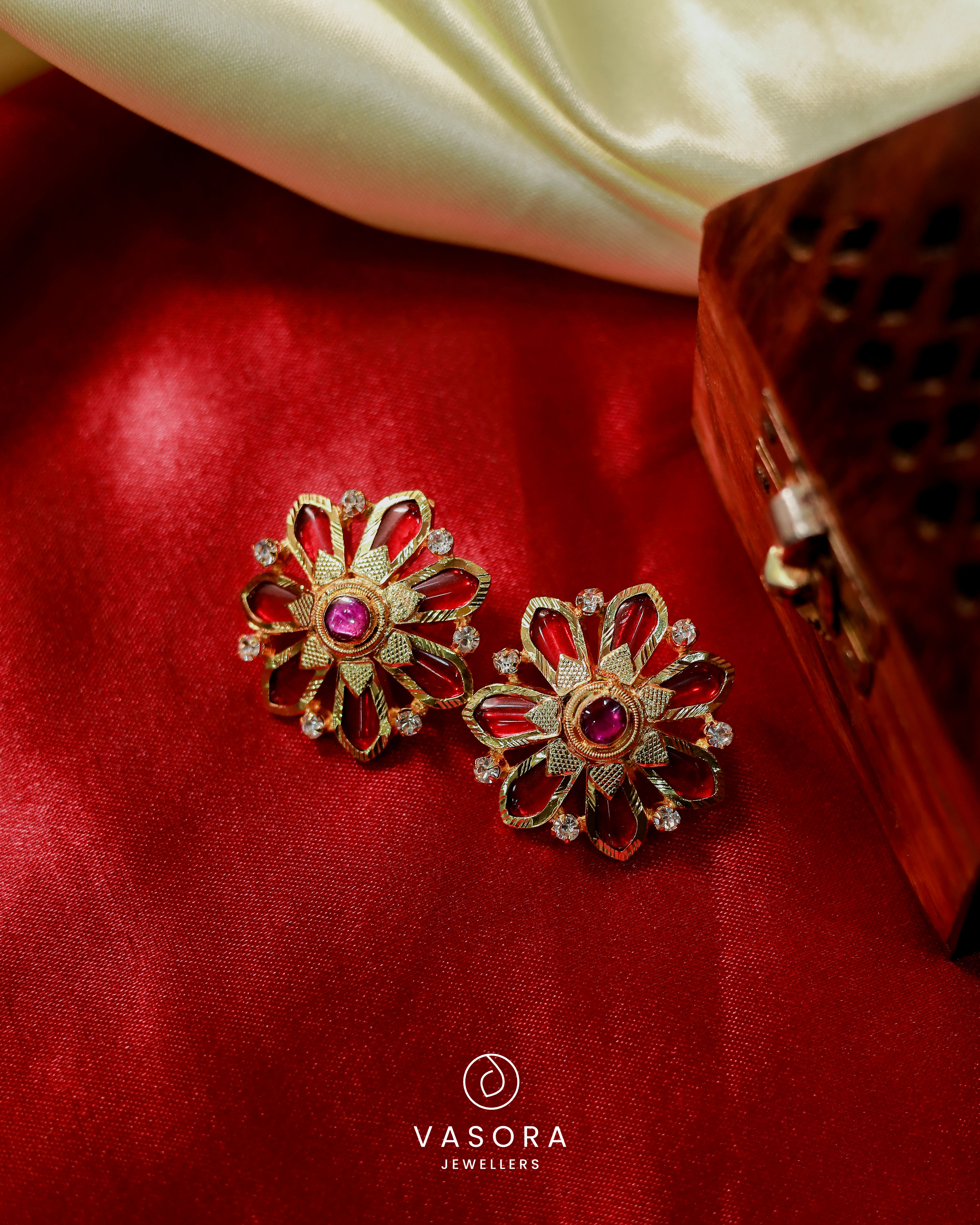 Gold plated nagapadam red with Ruby stud big size