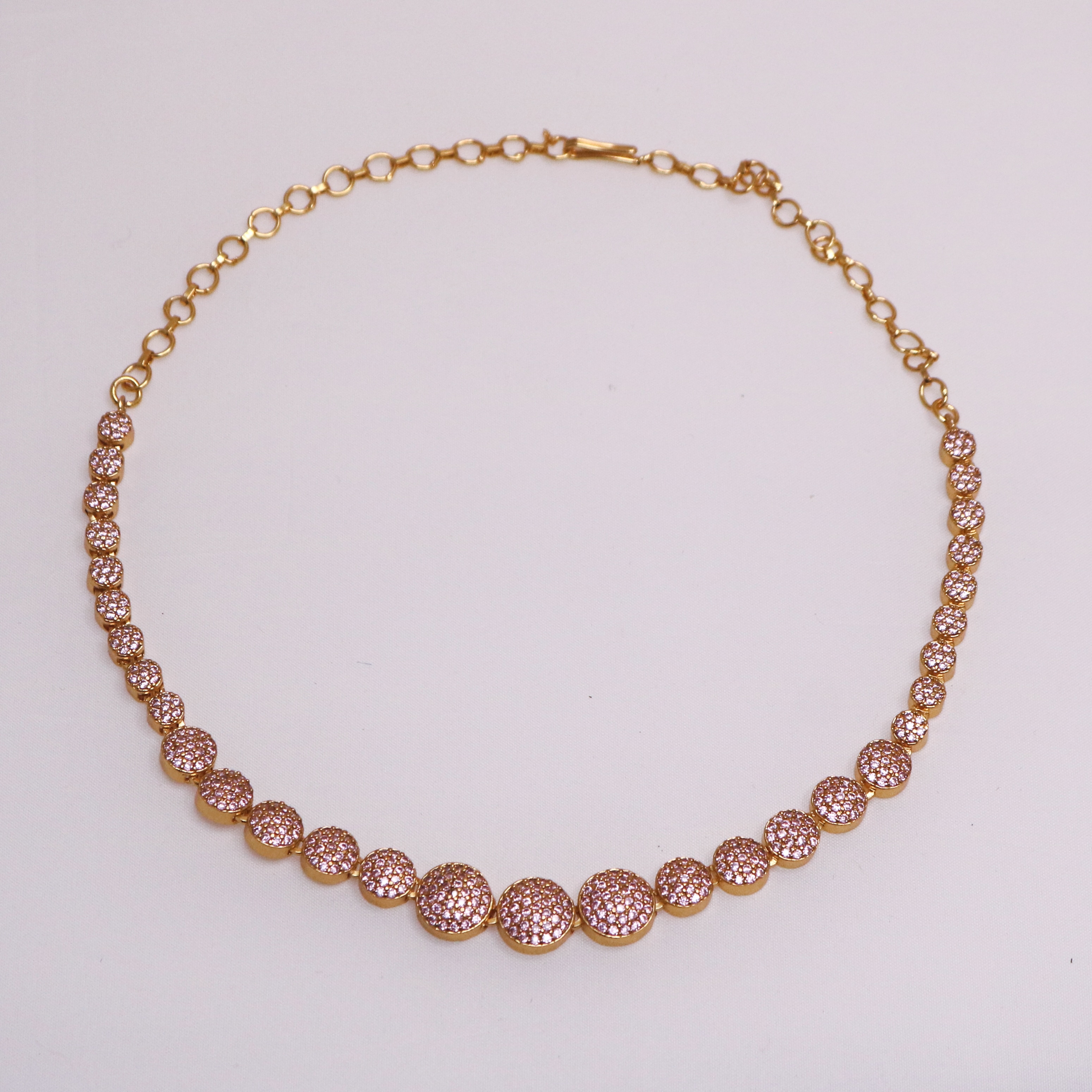 Gold plated Peach pink doumble necklace