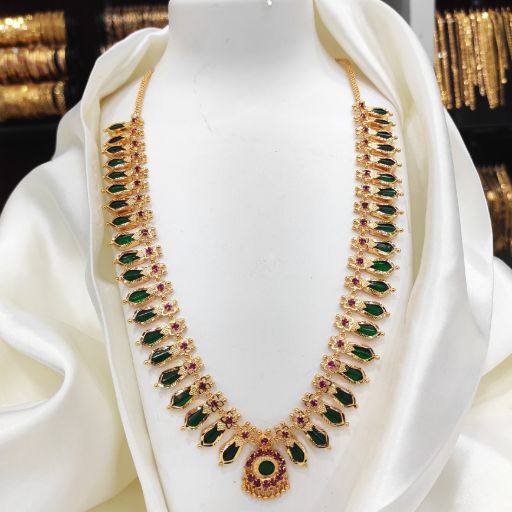 	Gold plated traditional green and ruby nagapadam 20+20 haram