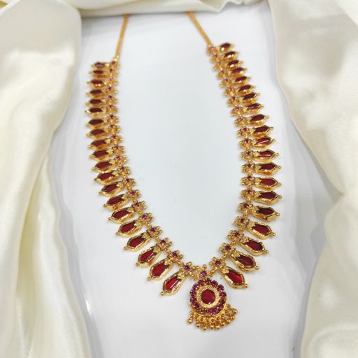 	Gold plated traditional red and ruby nagapadam 20+20 haram