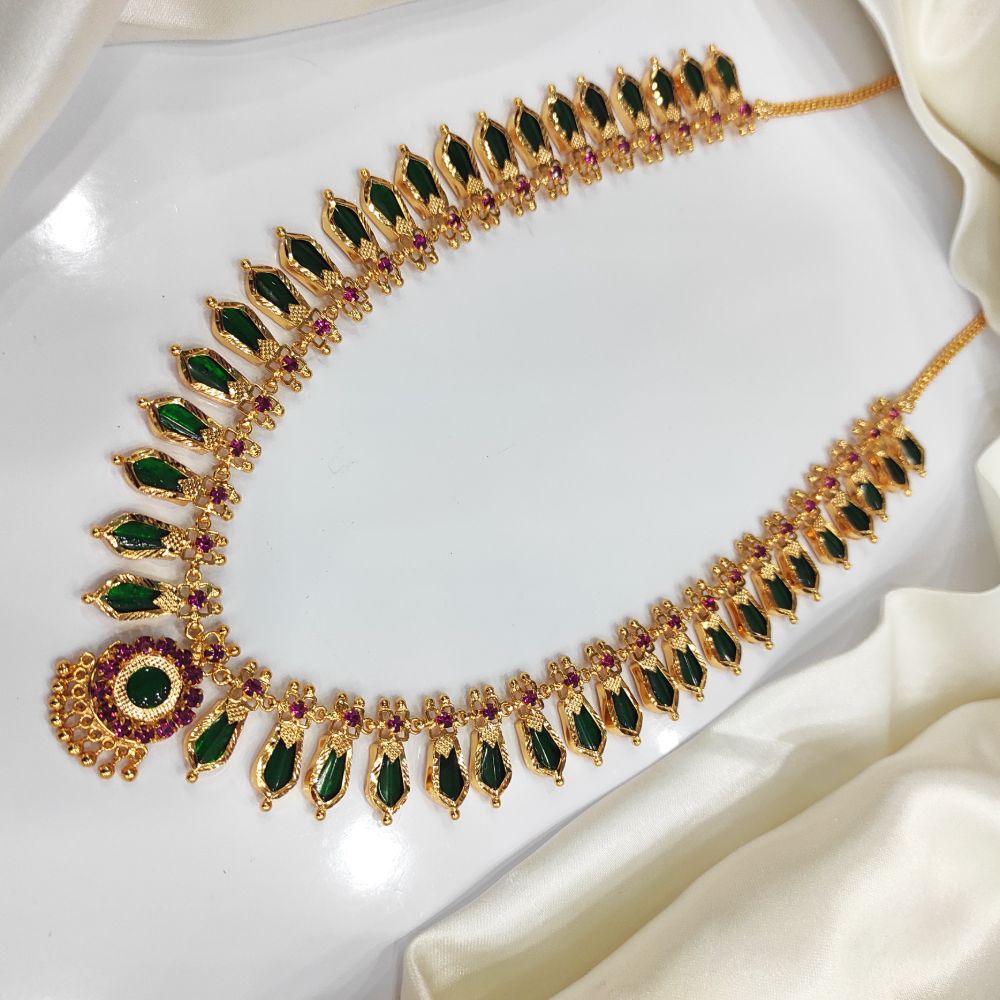 	Gold plated traditional green and ruby nagapadam 20+20 haram