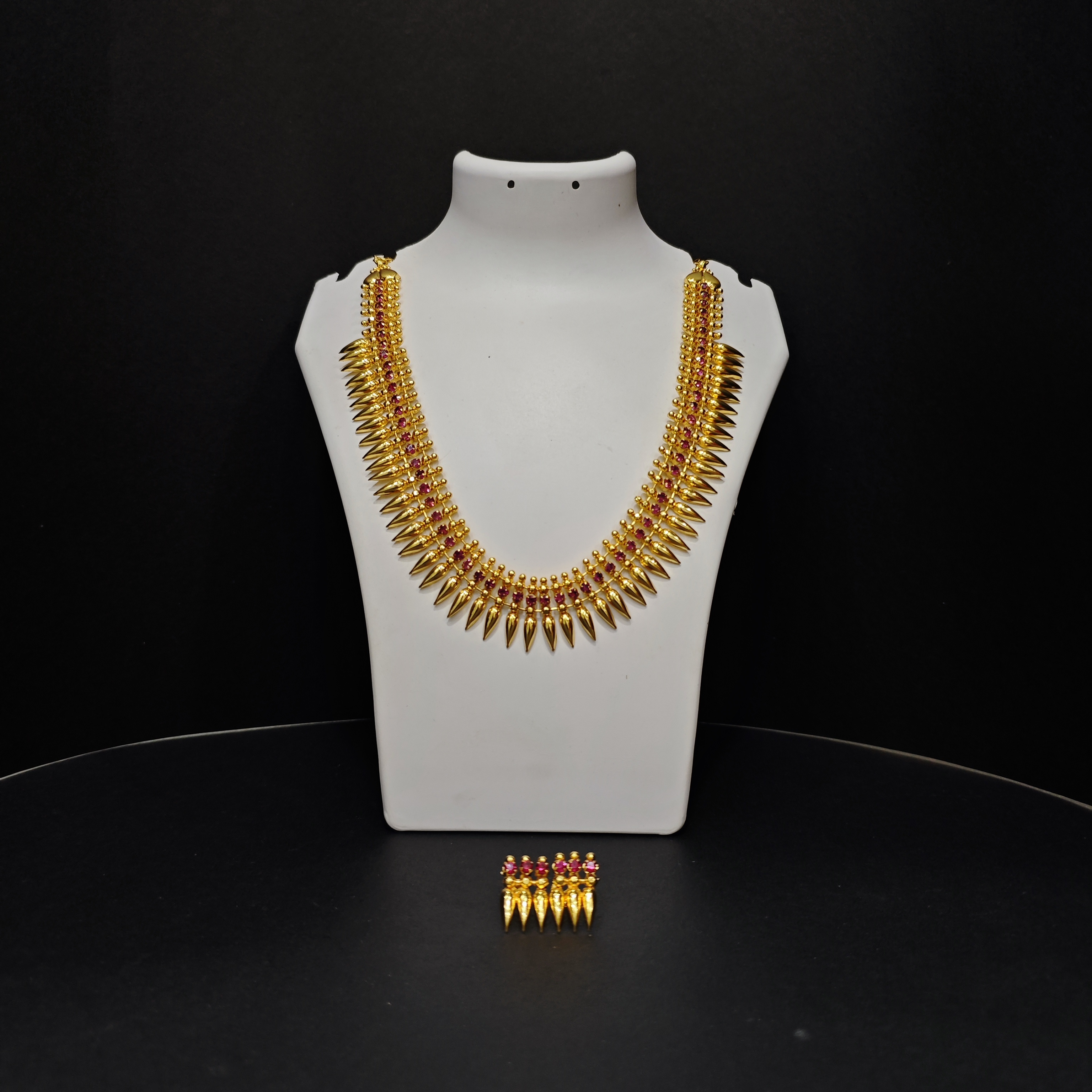 Mullamottu Necklace with Matching Studs | Gold Plated Traditional Set – Vasora Jewellers