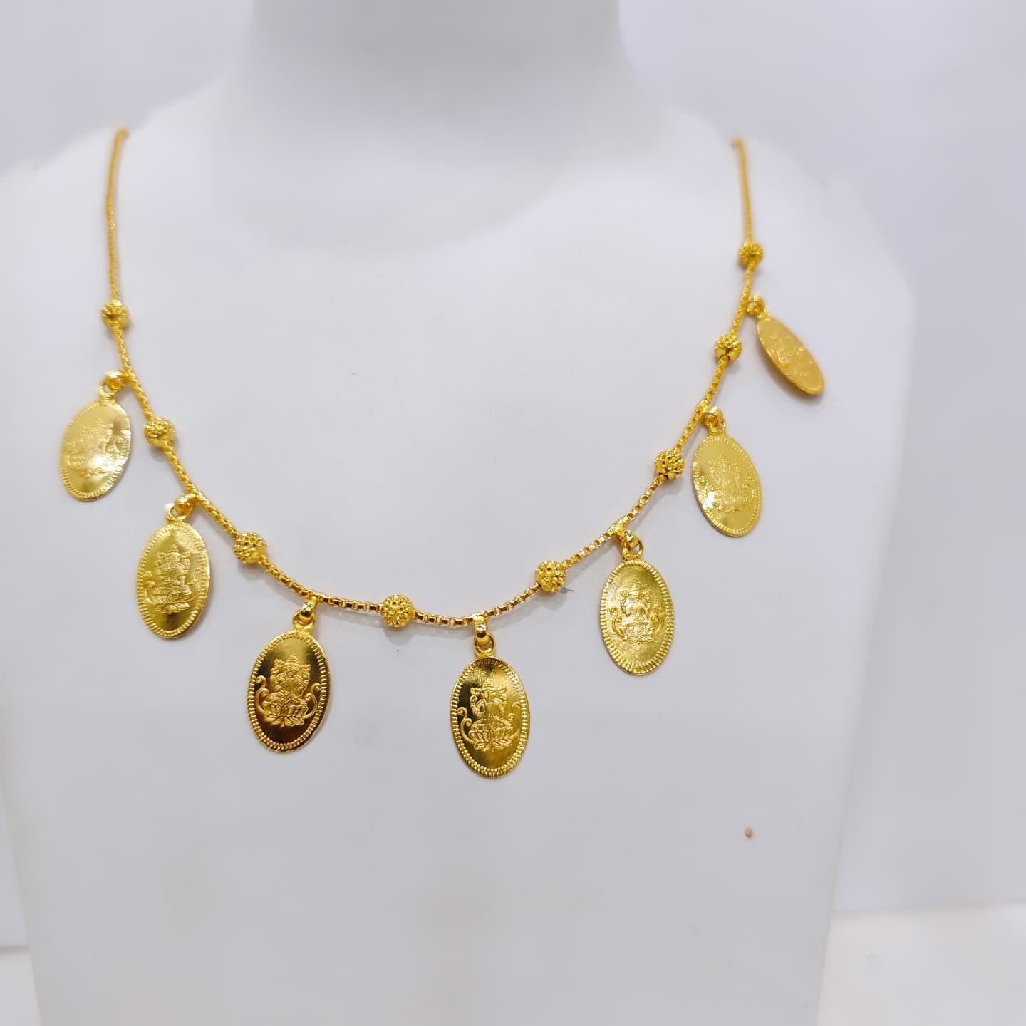 Gold-Plated Lakshmi Kasu Mala Necklace