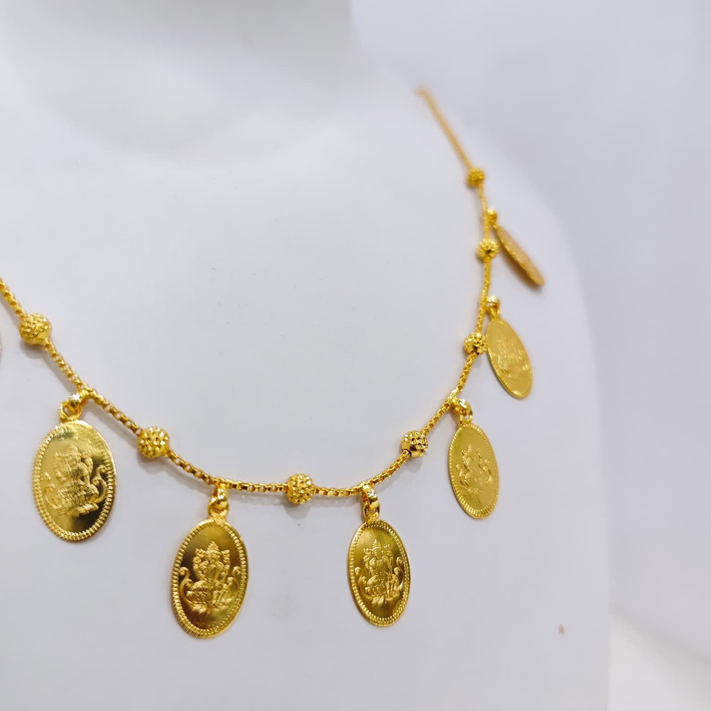Gold-Plated Lakshmi Kasu Mala Necklace