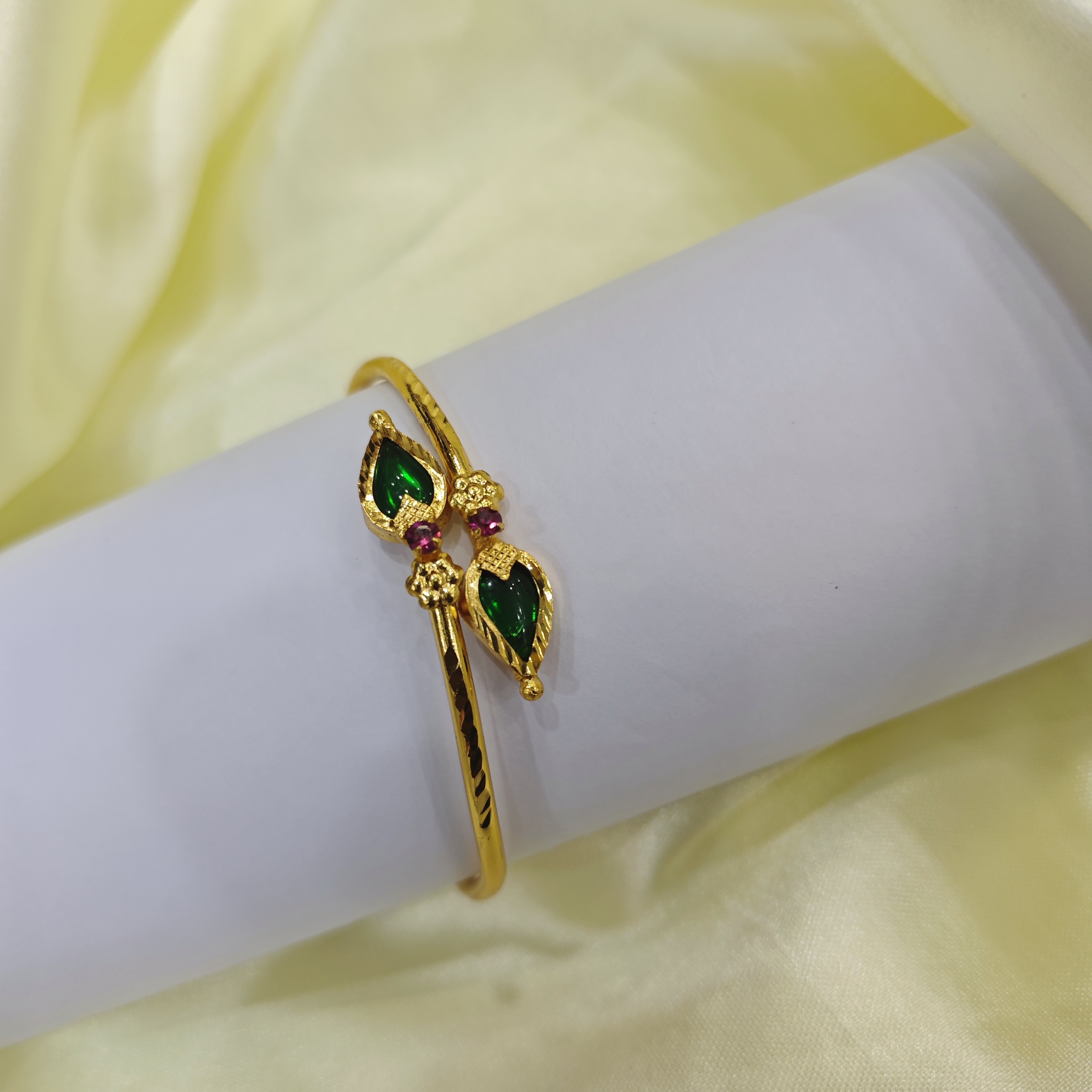 Gold Plated Adjustable gopi green Bangle