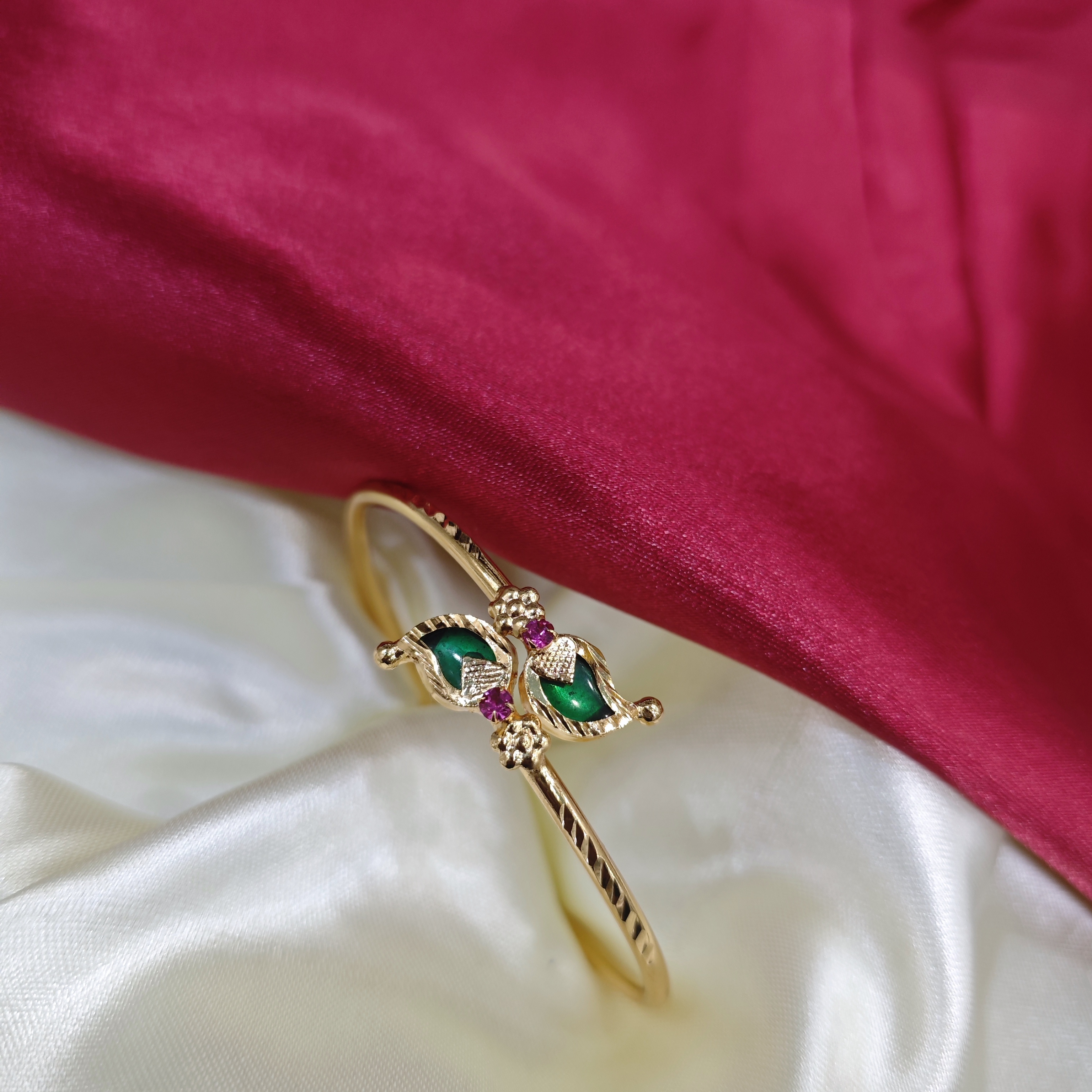Gold Plated Adjustable Mango Green Bangle