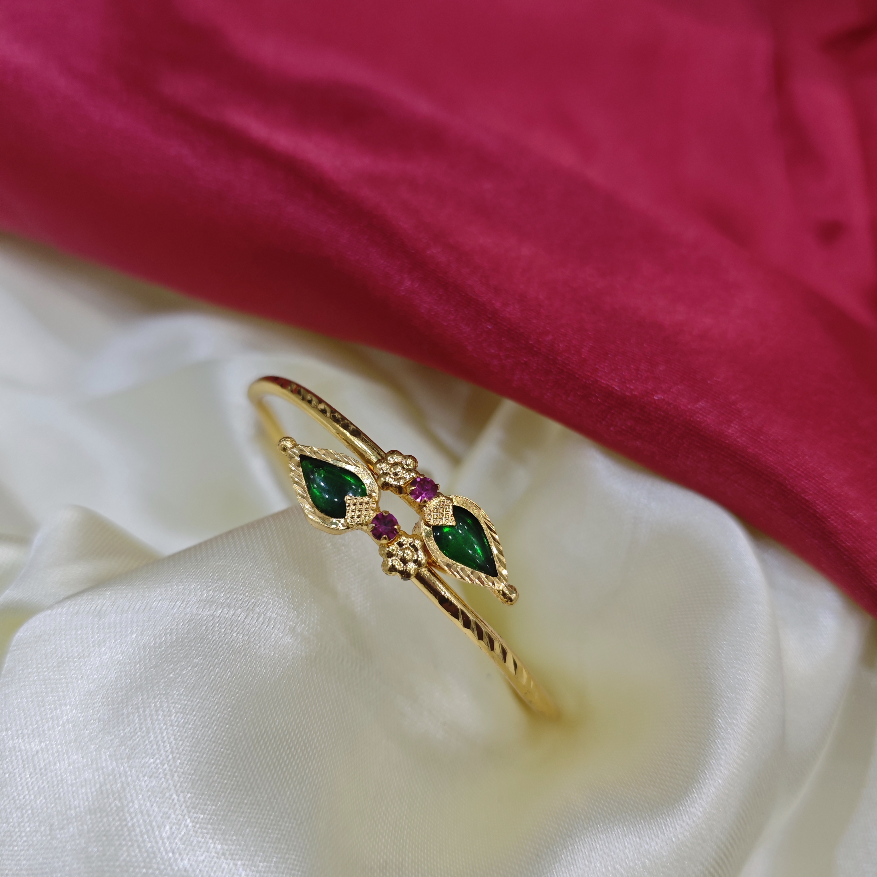 Gold Plated Adjustable gopi green Bangle