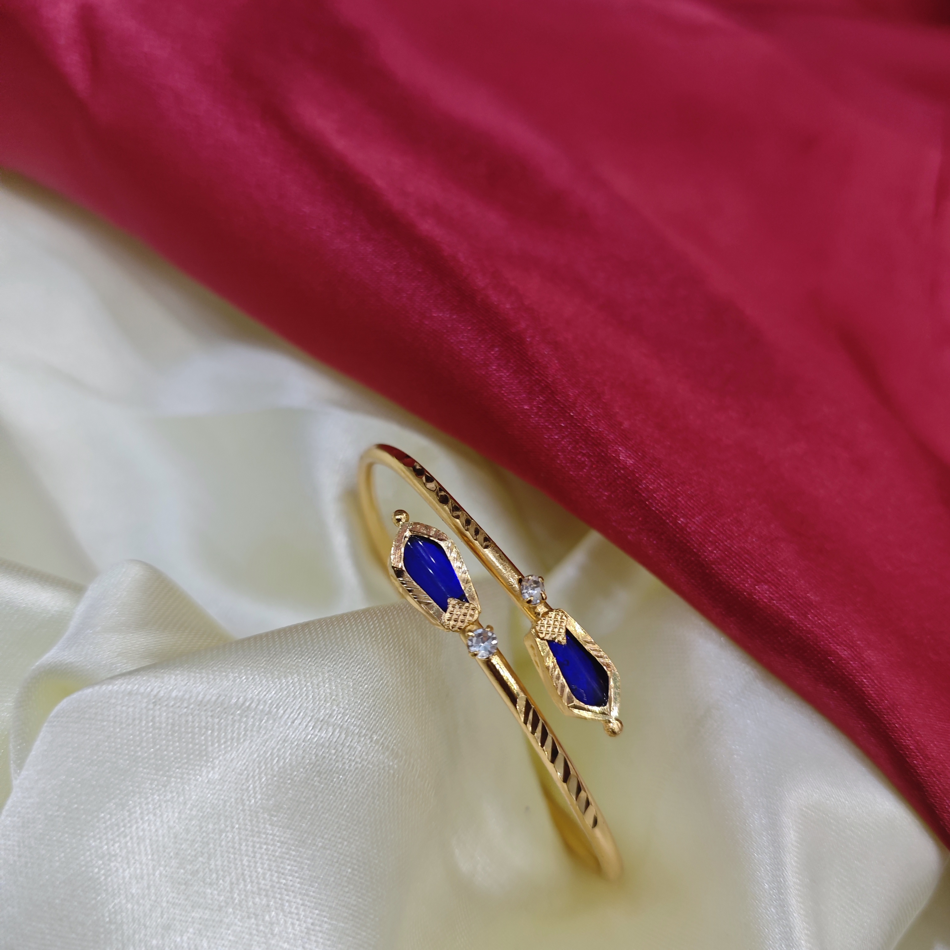 Gold Plated Adjustable nagapadam blue Bangle