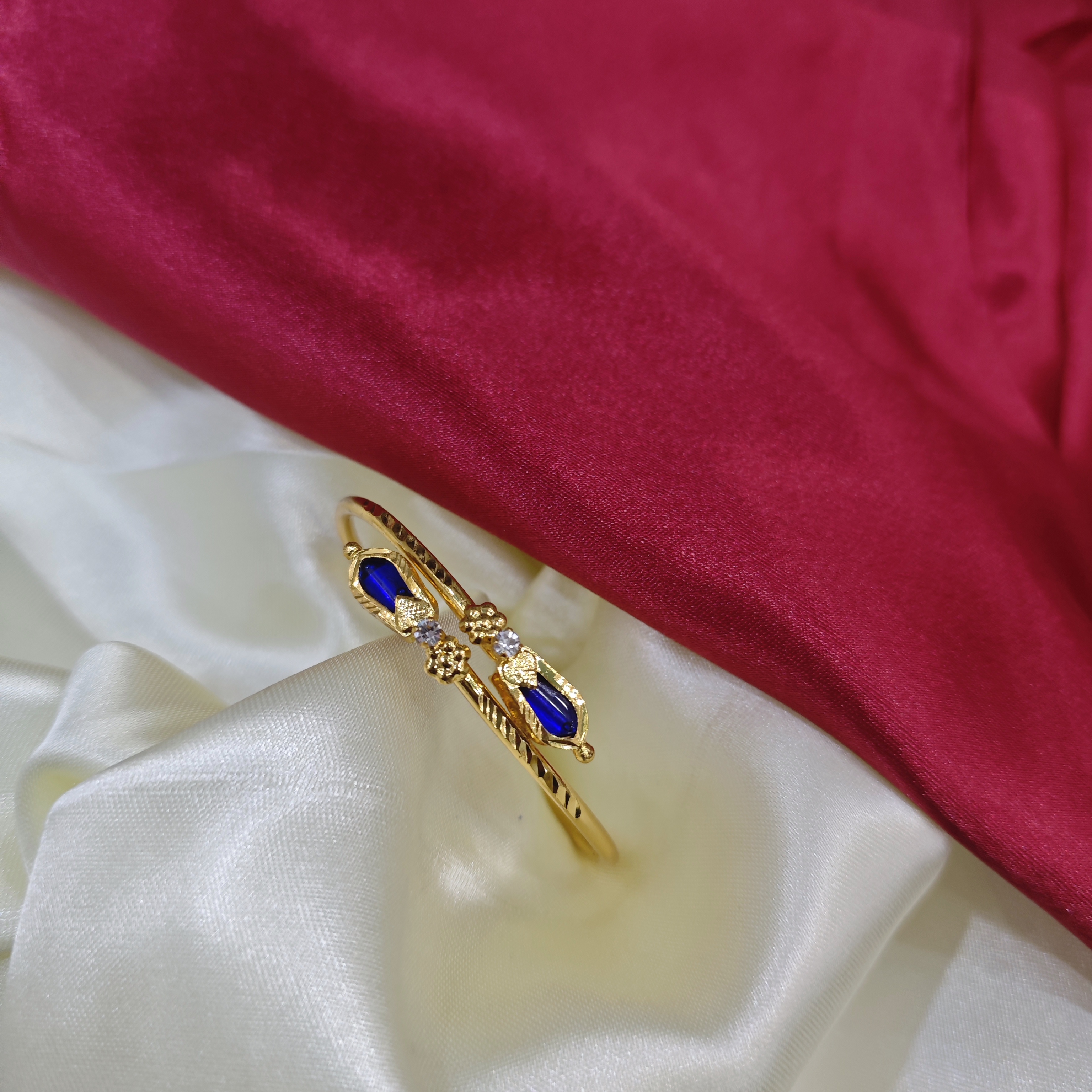 Gold Plated Adjustable nagapadam blue Bangle