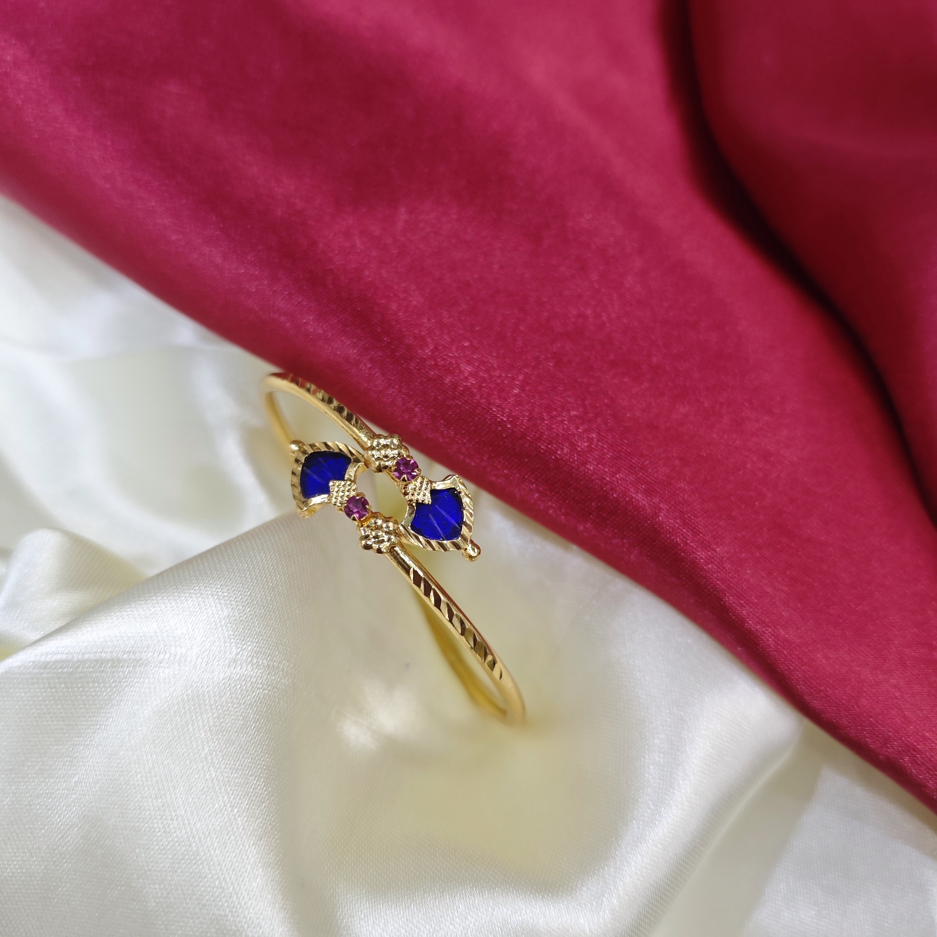 Gold Plated Adjustable palakka blueBangle