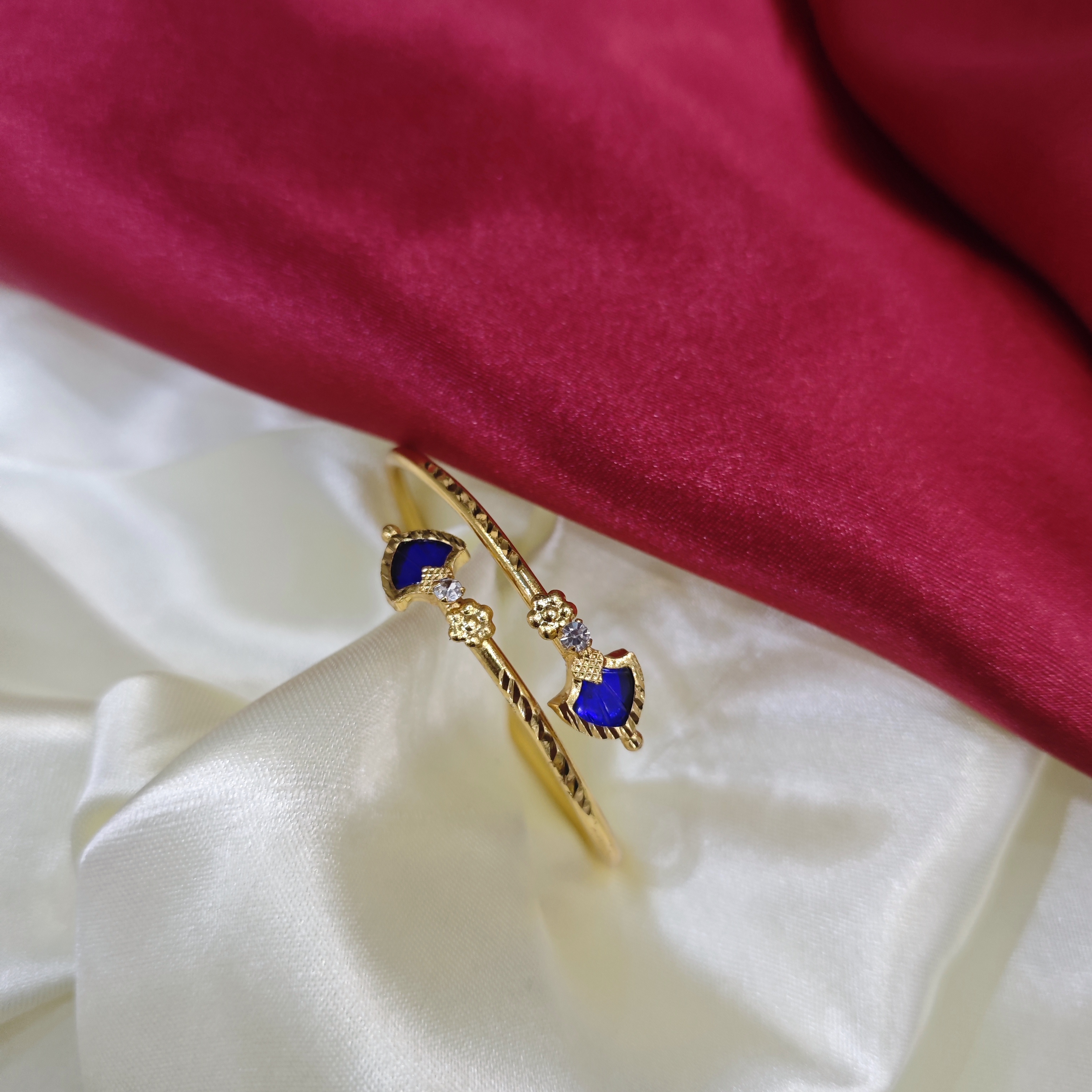 Gold Plated Adjustable palakka blueBangle