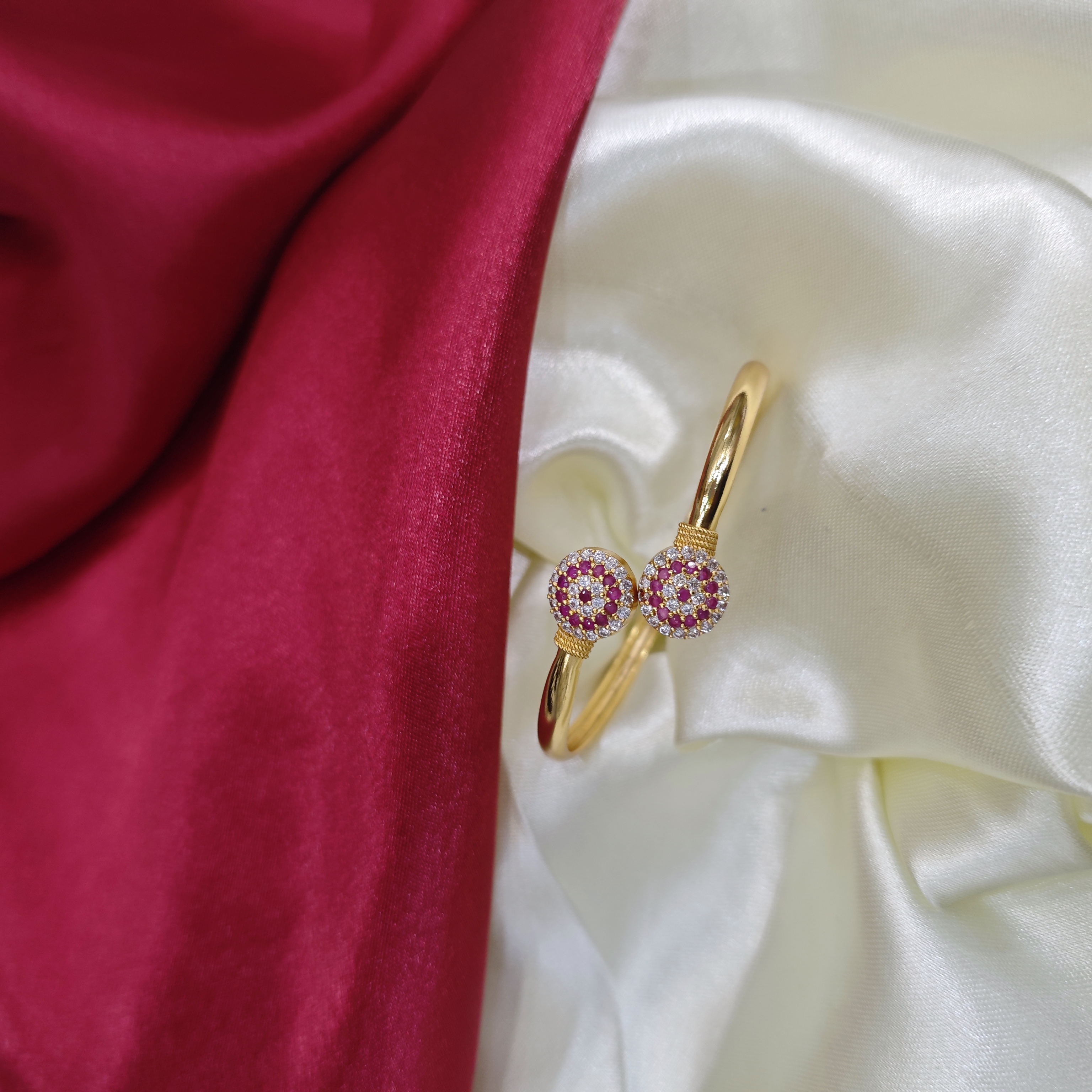 Gold Plated Adjustable double Ruby Stone Bangle