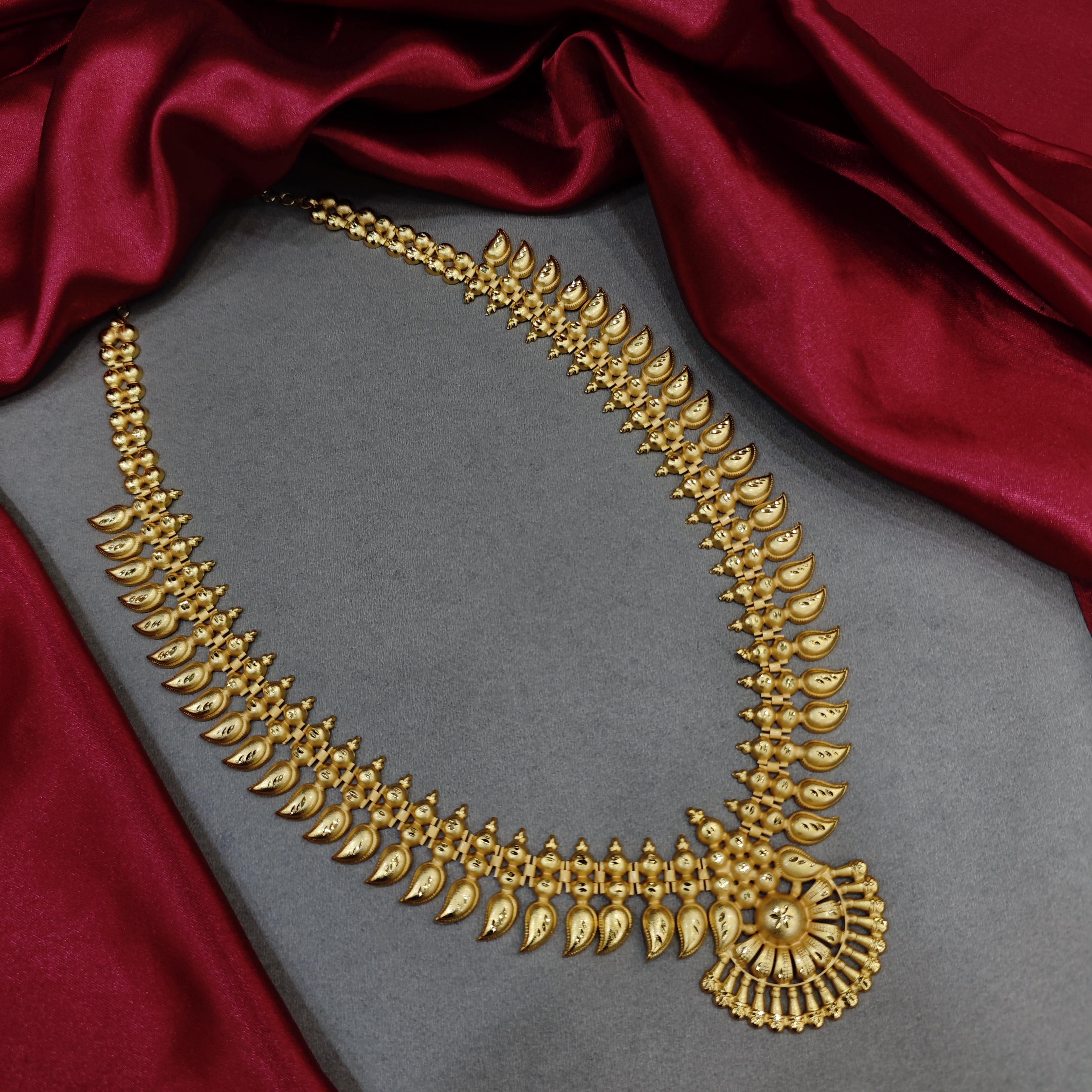 Traditional Gold Plated Temple Long Necklace