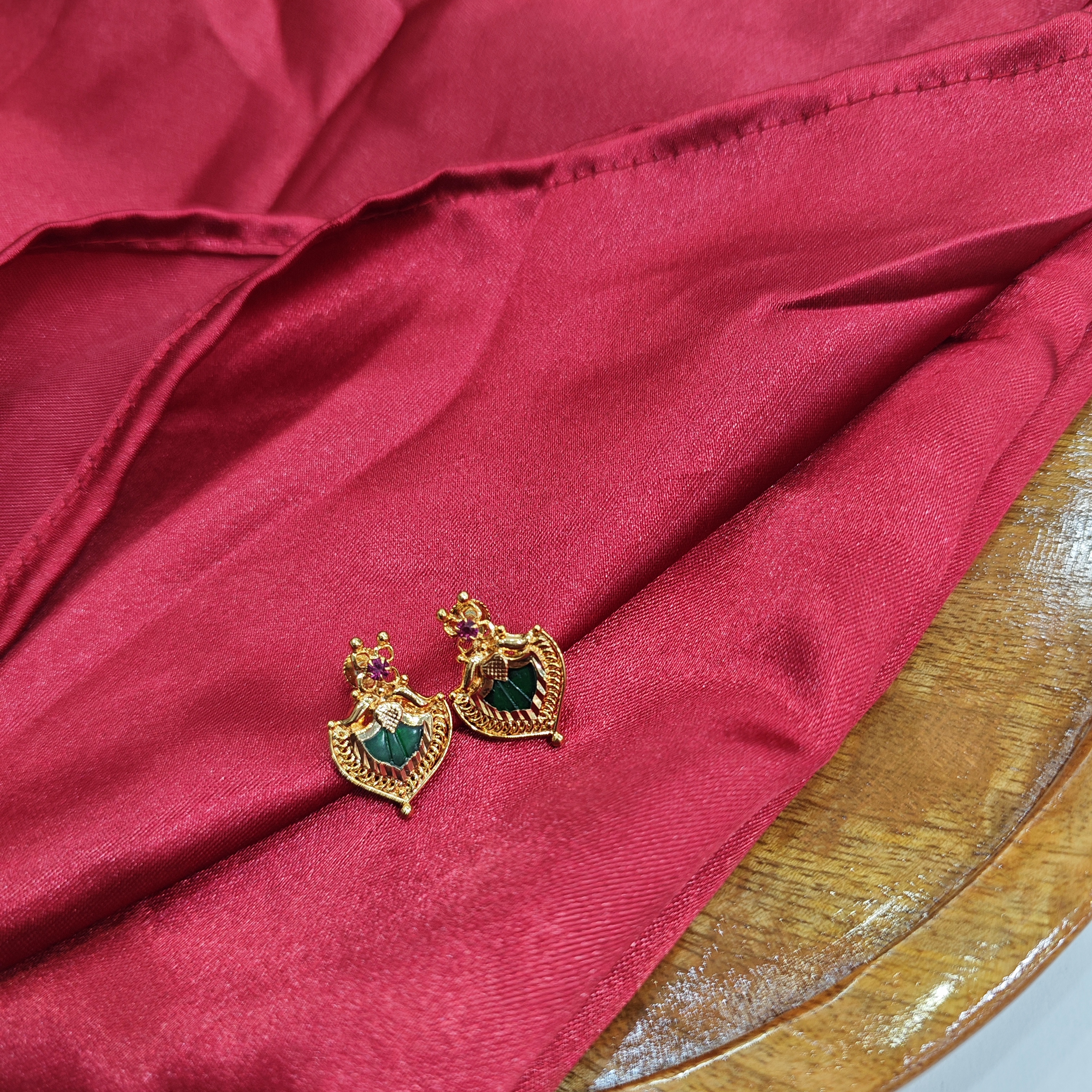 Gold plated  green palakka fancy work