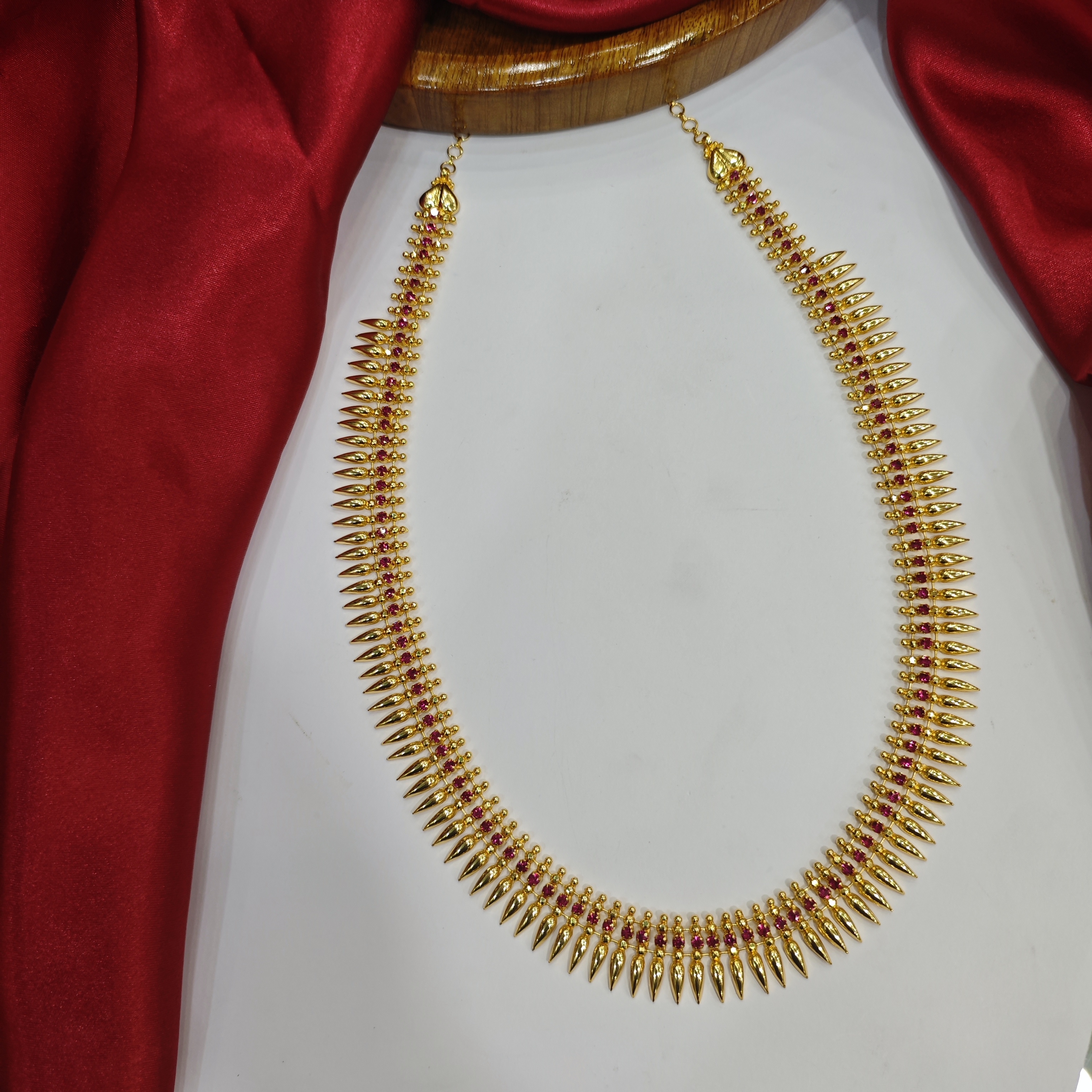 Gold Plated Mullamottu Long Haram with Stones(VSH02)