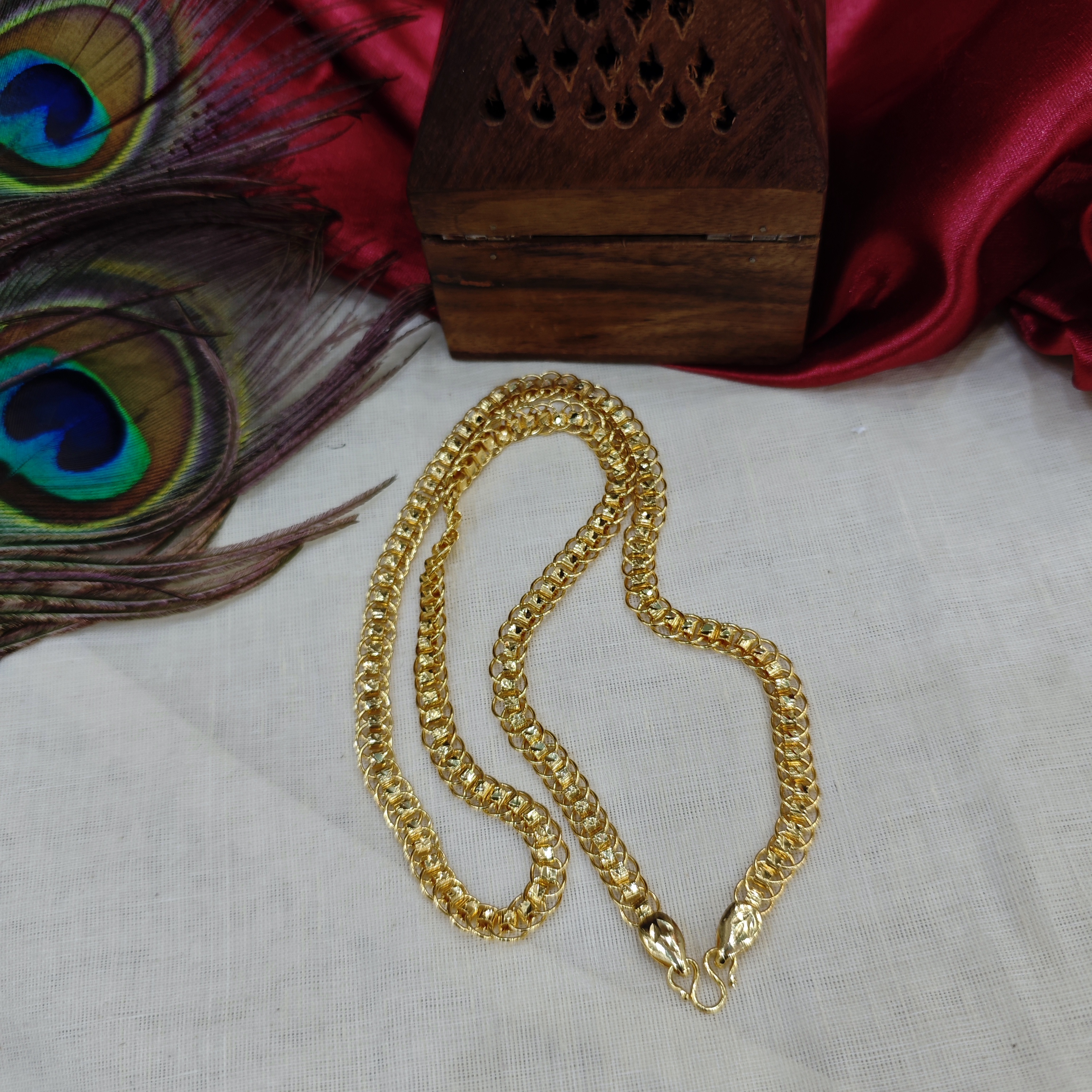Gold Plated Thalichain 8 Pidi double ring