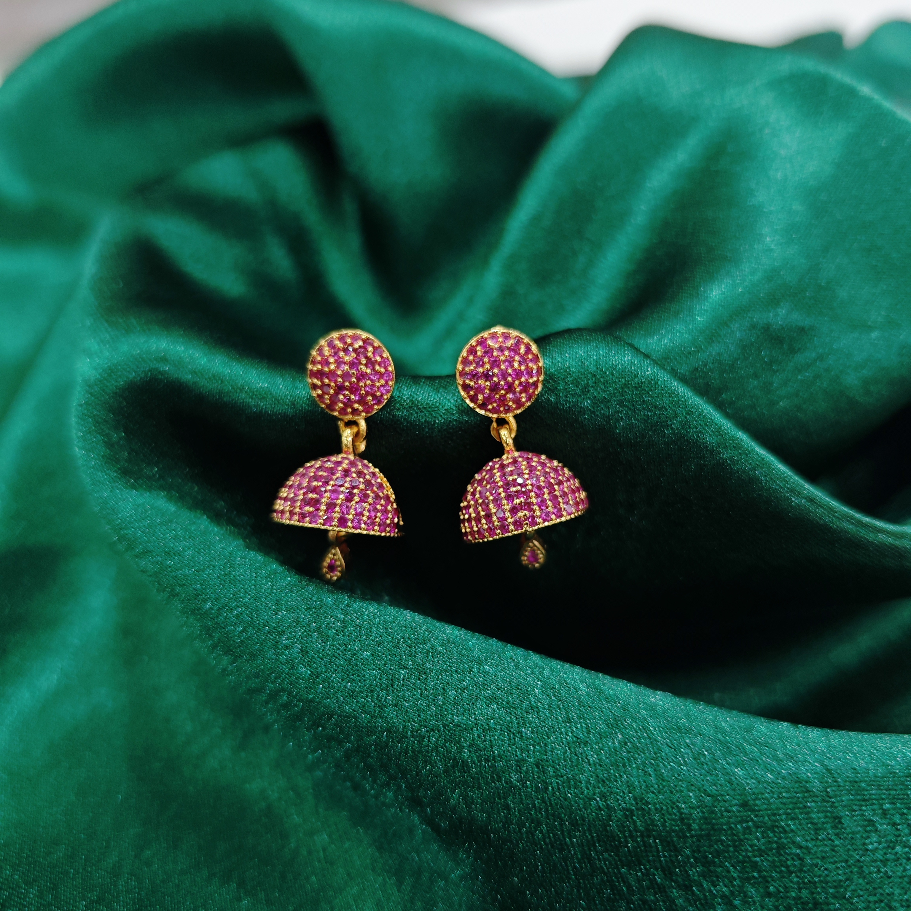 Ruby Stone premium quality Gold-Plated Jimukka Earrings